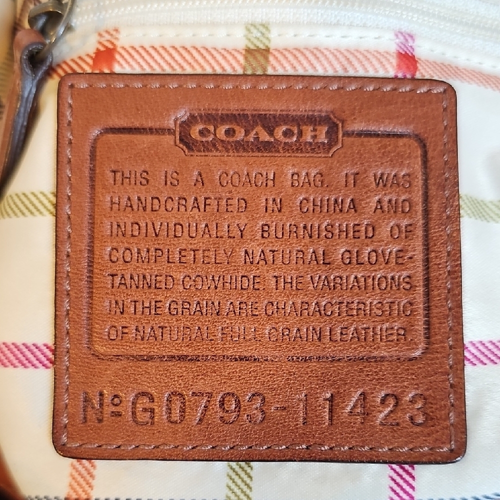 Coach 2007 XL 11423 Bleecker Tattersall Leather Duffle Cognac - Picture 6 of 13